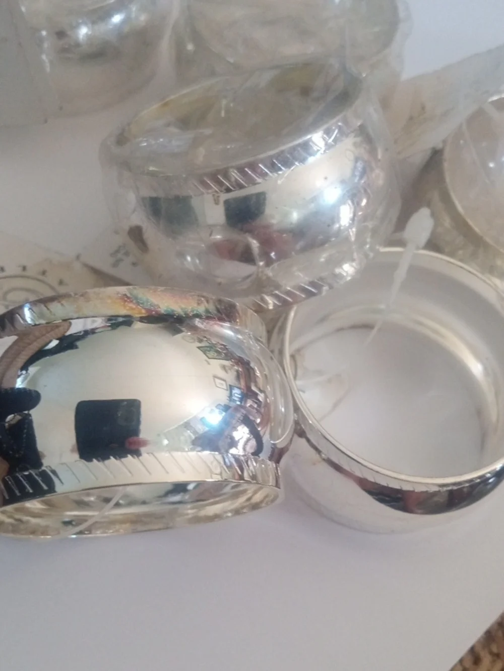 Kemp & Beatley Silver tone Napkin Rings . Set Of 6